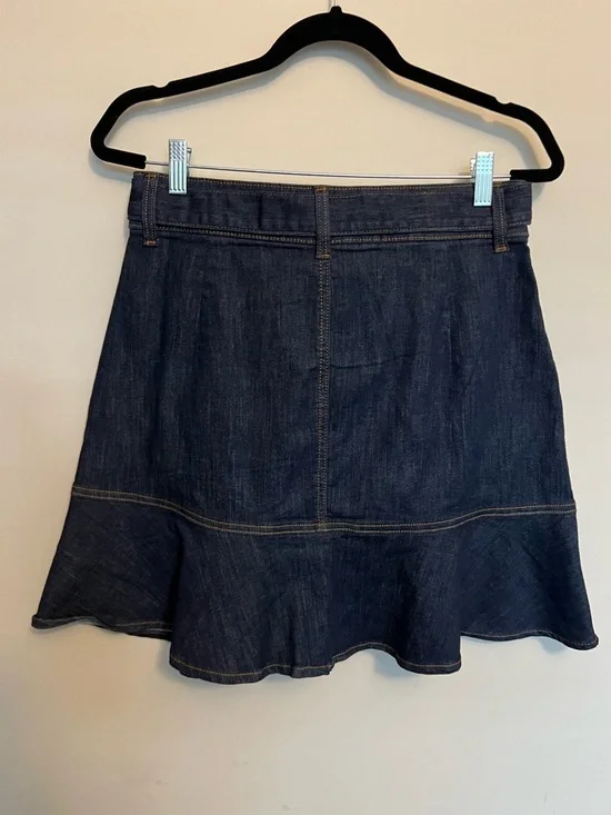 Nine West Ribbon Belt Button Front Denim Mini Skirt Size M - Picture 6 of 10